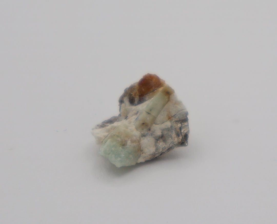 Sceptered Aquamarine with Mica on Feldspar