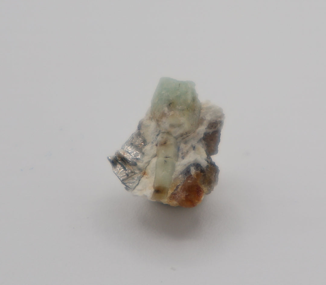 Sceptered Aquamarine with Mica on Feldspar