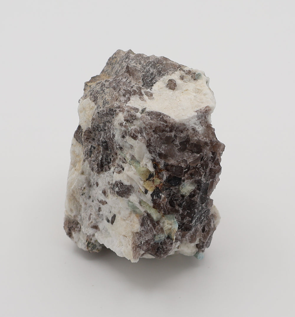 Aquamarine and Bi-Colour Beryl on Smoky Quartz and Feldspar
