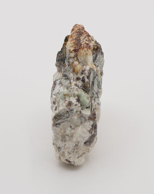 Aquamarine with Mica and Smoky Quartz on Feldspar