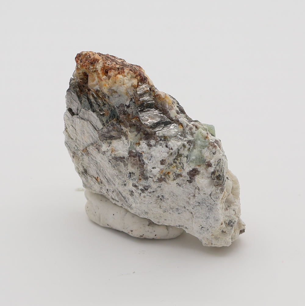 Aquamarine with Mica and Smoky Quartz on Feldspar