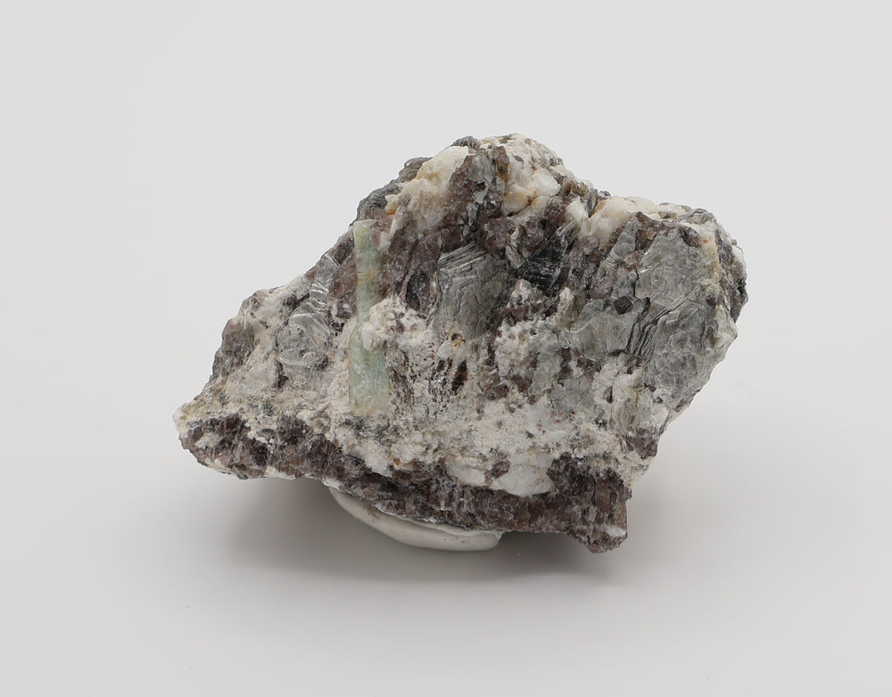Sceptered Aquamarine with Mica on Smoky Quartz and Feldspar