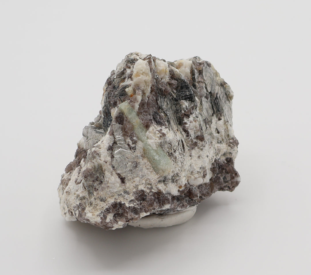 Sceptered Aquamarine with Mica on Smoky Quartz and Feldspar