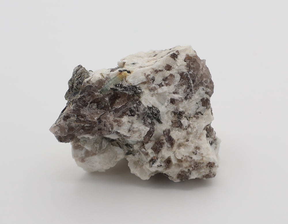 Bi-Colour Beryl with Hematite and Mica on Smoky Quartz and Feldspar