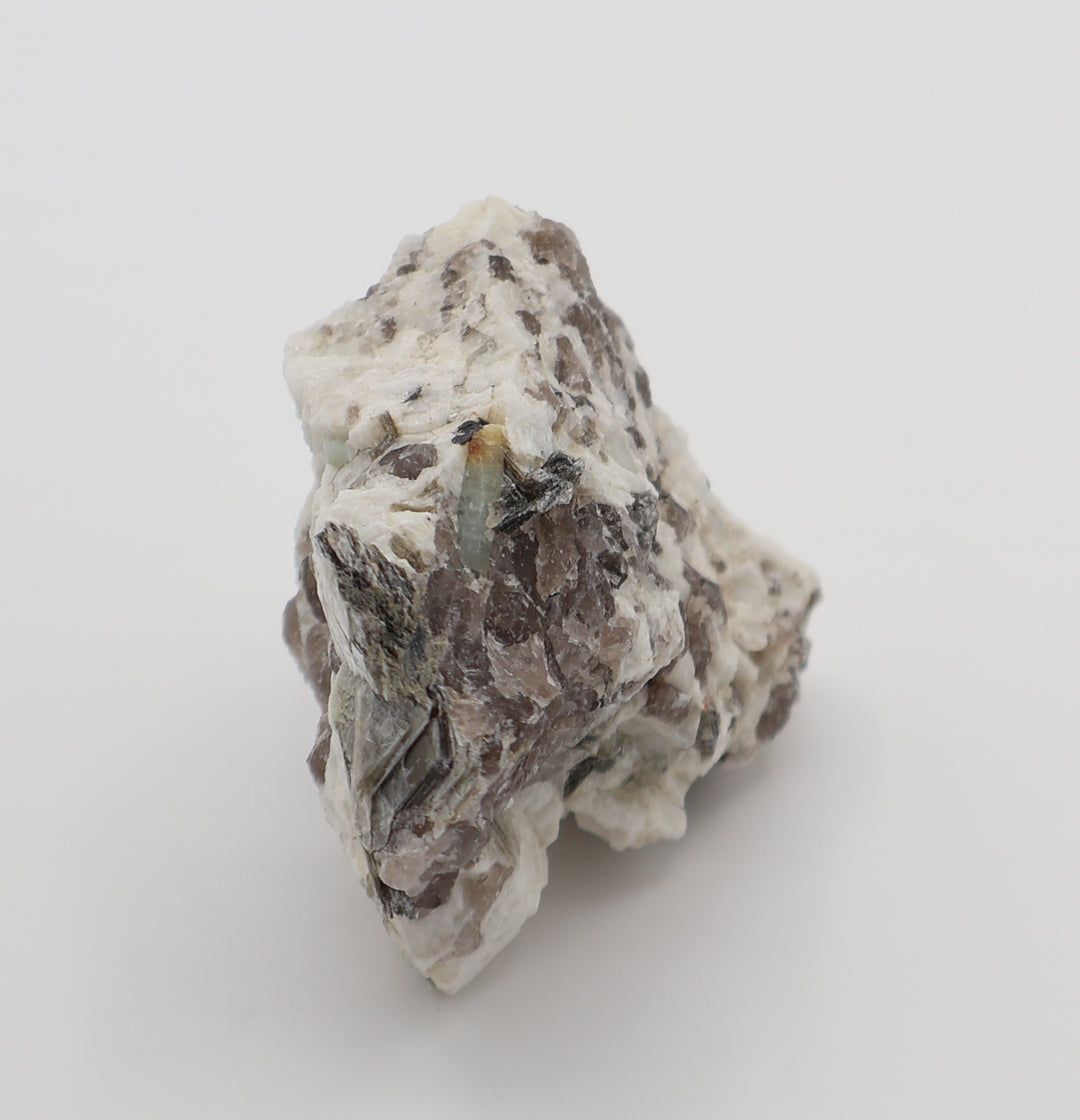 Bi-Colour Beryl with Hematite and Mica on Smoky Quartz and Feldspar