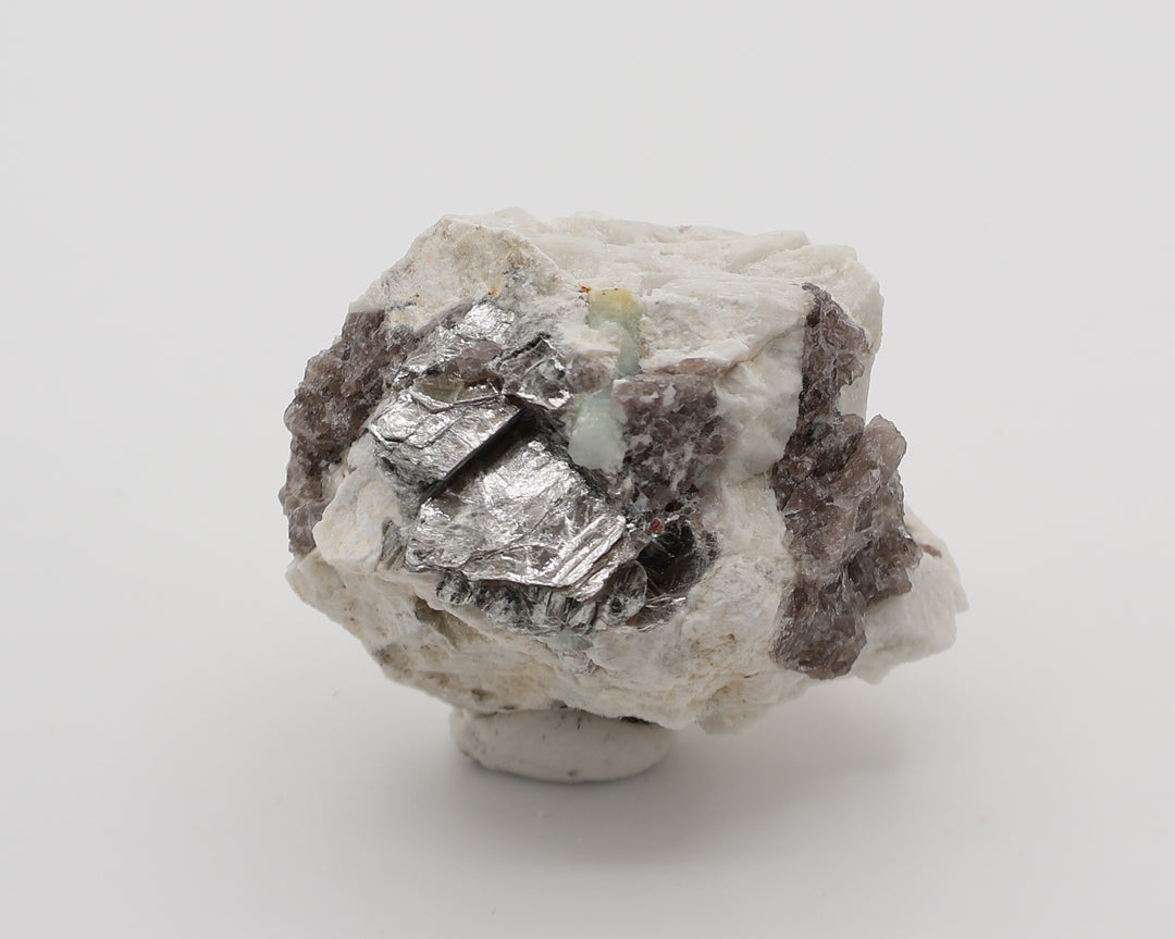 Aquamarine with Mica on Smoky Quartz and Feldspar