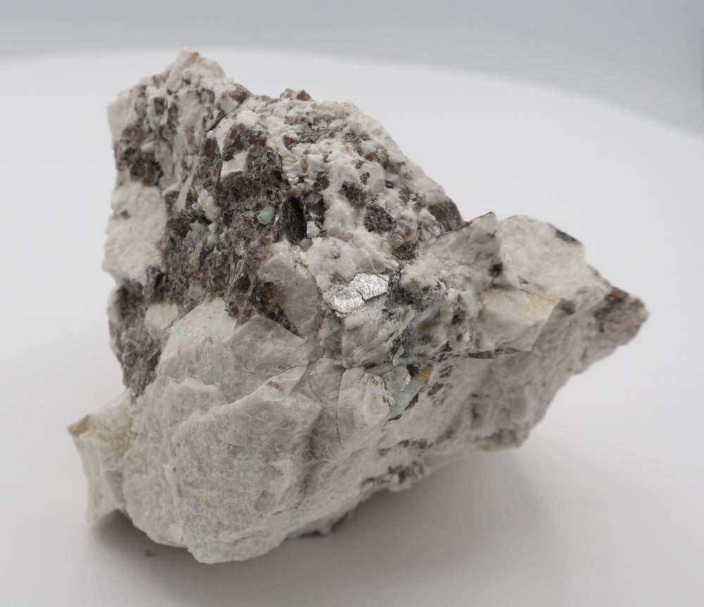 Aquamarine and Bi-Colour Beryl with Mica on Smoky Quartz and Feldspar