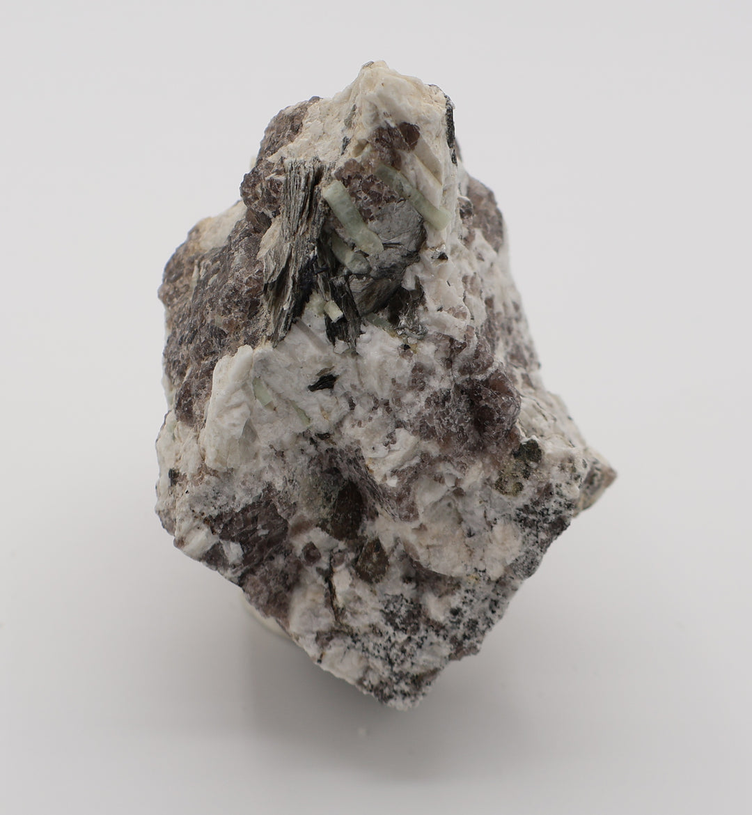 Aquamarine with Mica on Smoky Quartz and Feldspar