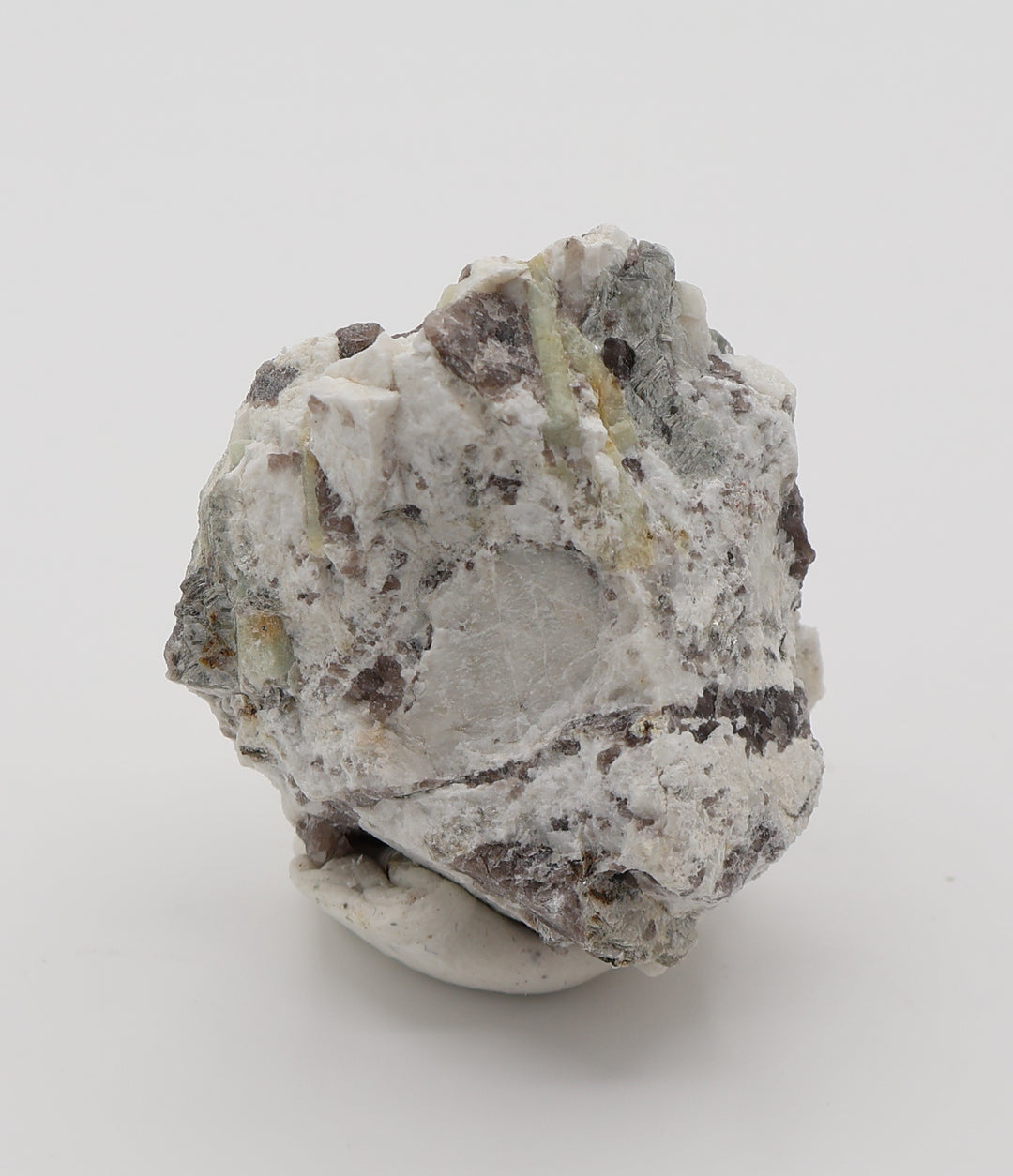 Aquamarine with Mica on Smoky Quartz and Feldspar