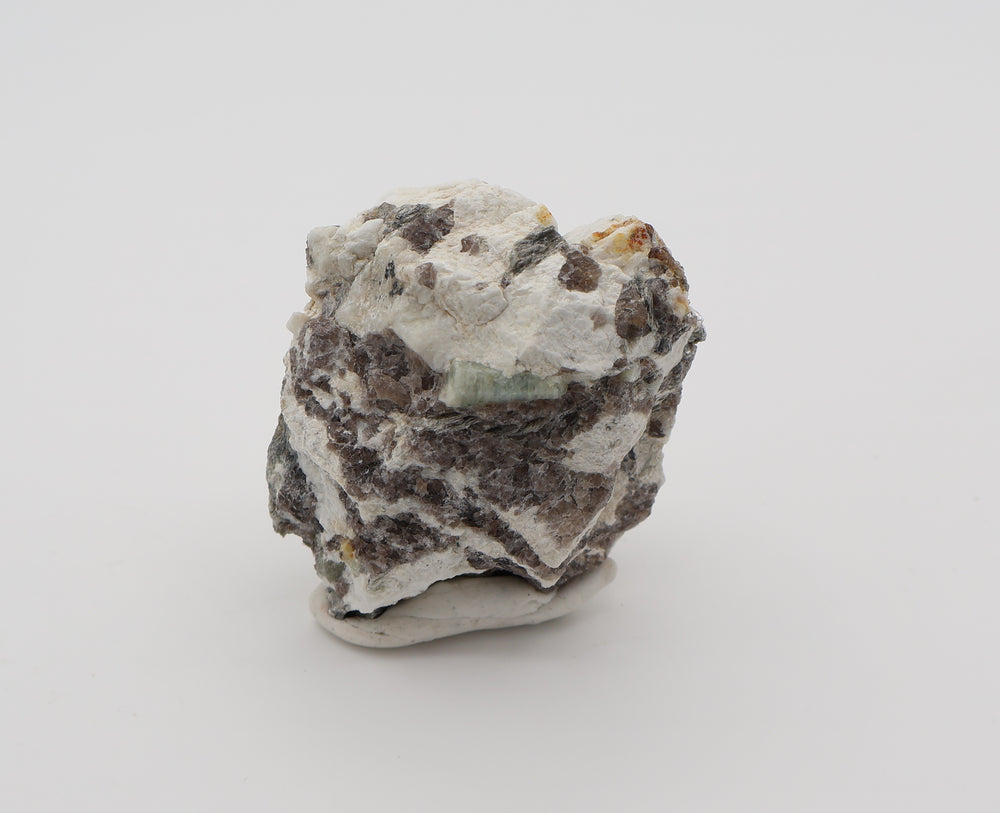 Aquamarine with Mica on Smoky Quartz and Feldspar