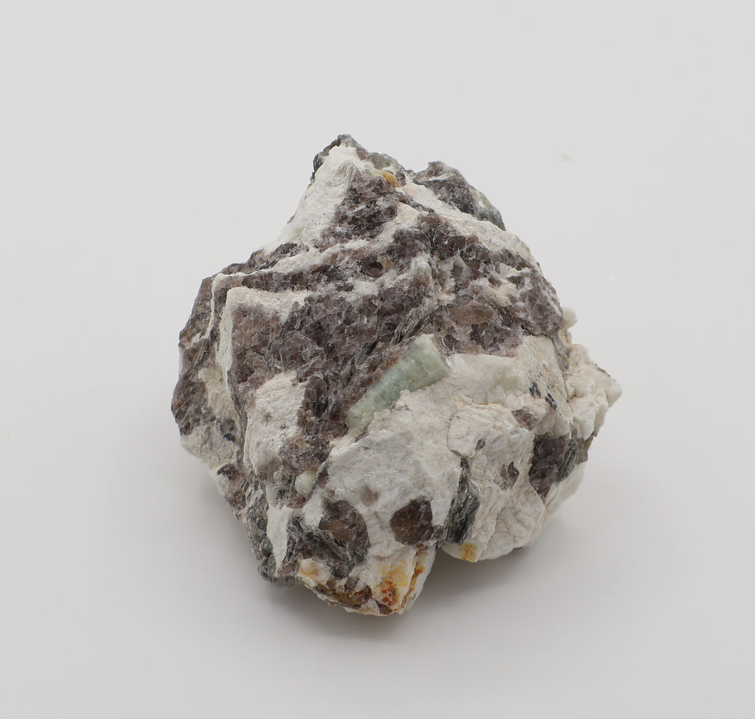 Aquamarine with Mica on Smoky Quartz and Feldspar