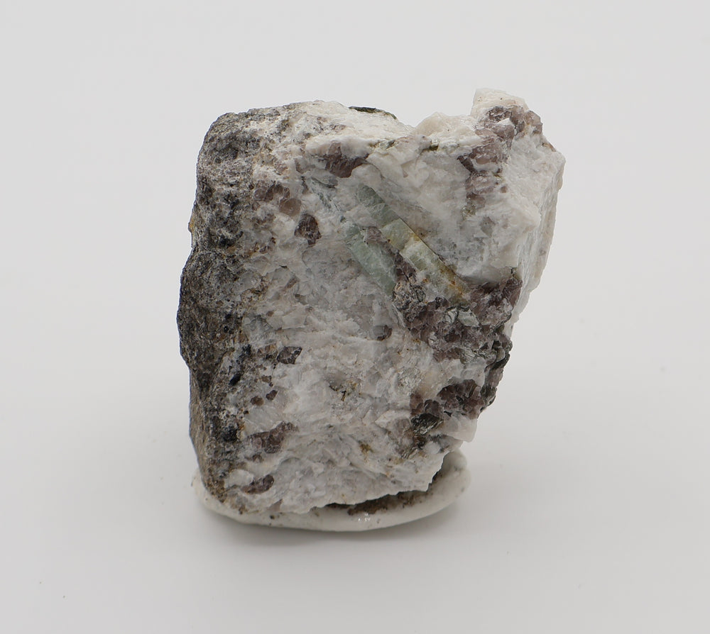 Aquamarine with Mica, Hematite, and Smoky Quartz on Feldspar