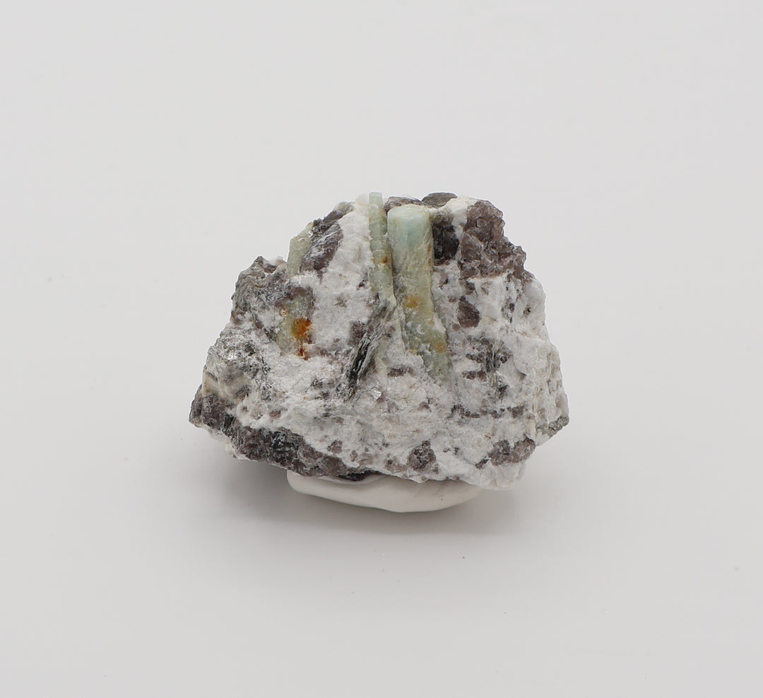 Sceptered Aquamarines with Mica on Smoky Quartz and Feldspar