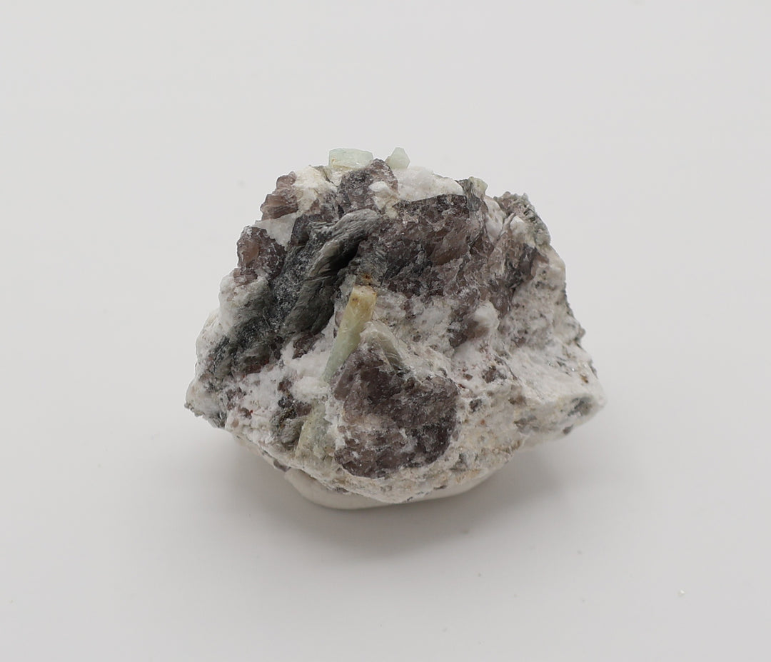 Sceptered Aquamarines with Mica on Smoky Quartz and Feldspar