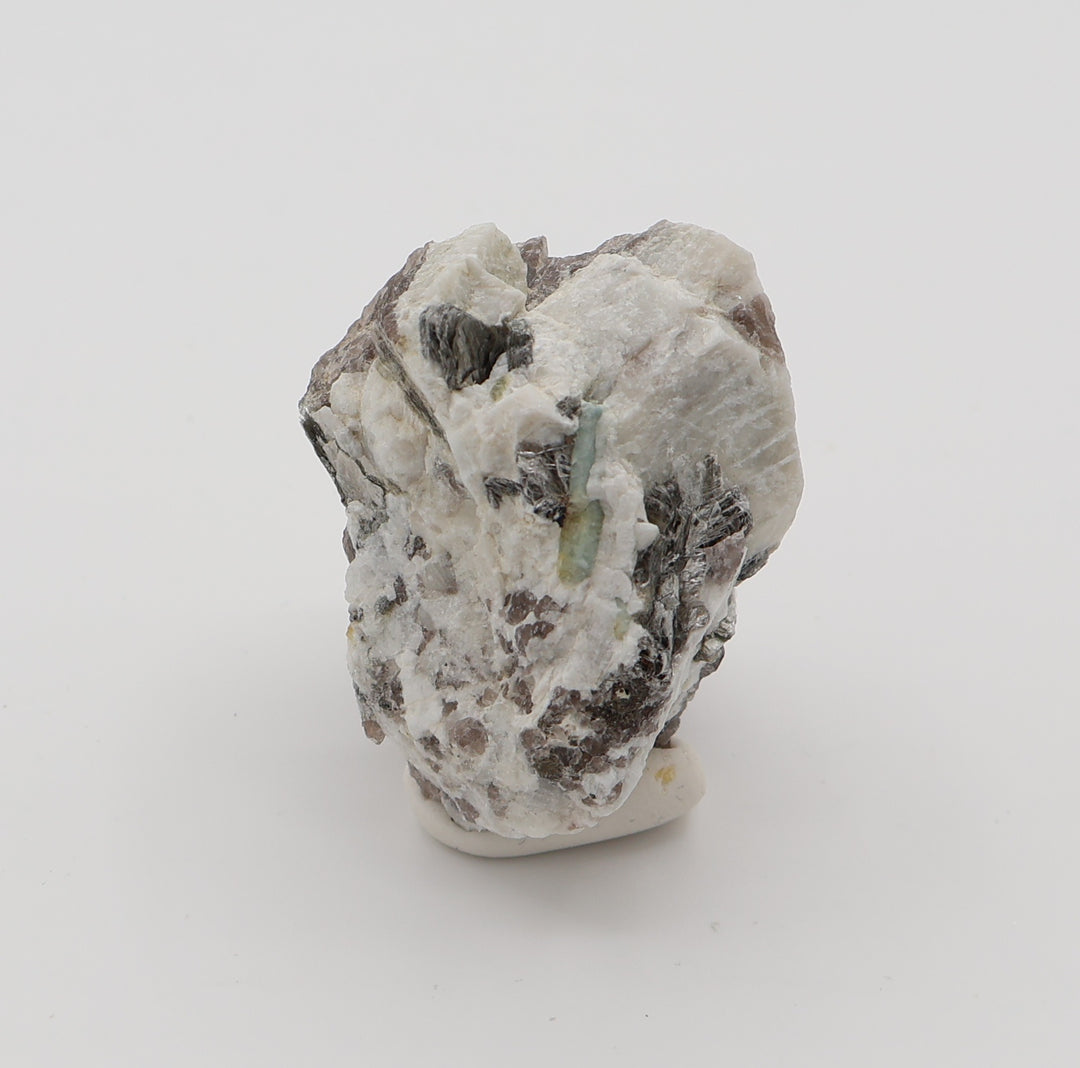 Aquamarine with Mica on Smoky Quartz and Feldspar