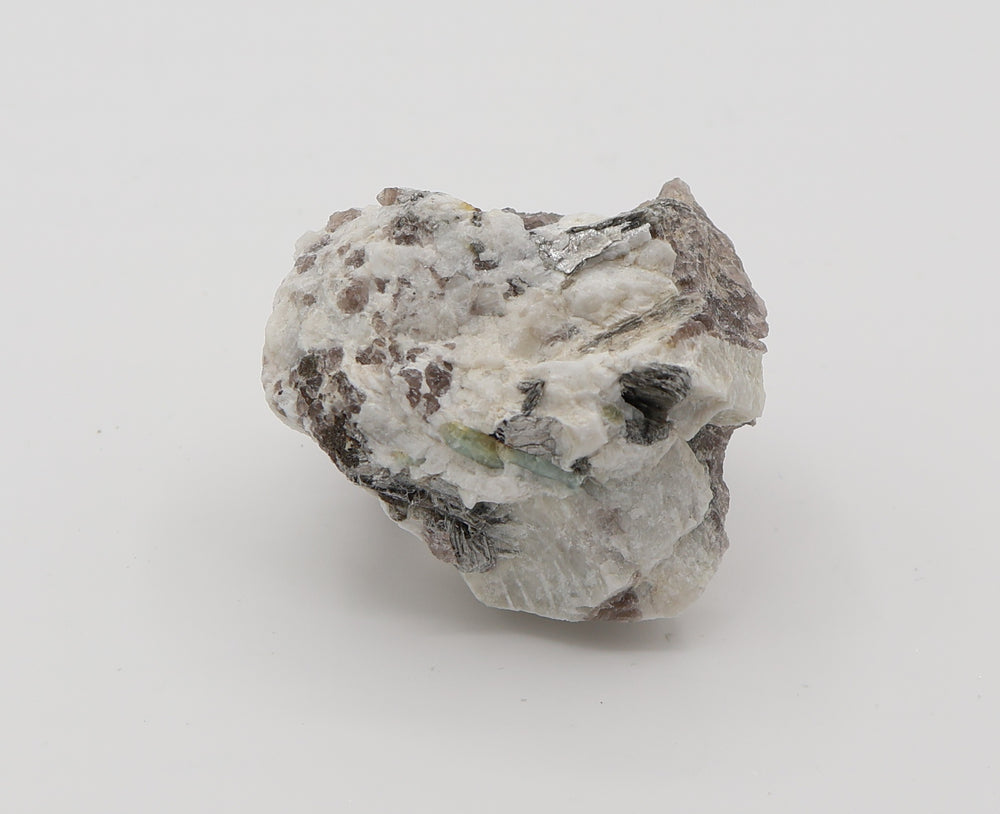 Aquamarine with Mica on Smoky Quartz and Feldspar