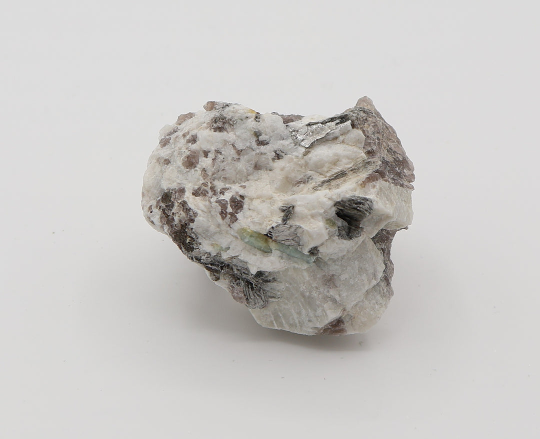 Aquamarine with Mica on Smoky Quartz and Feldspar