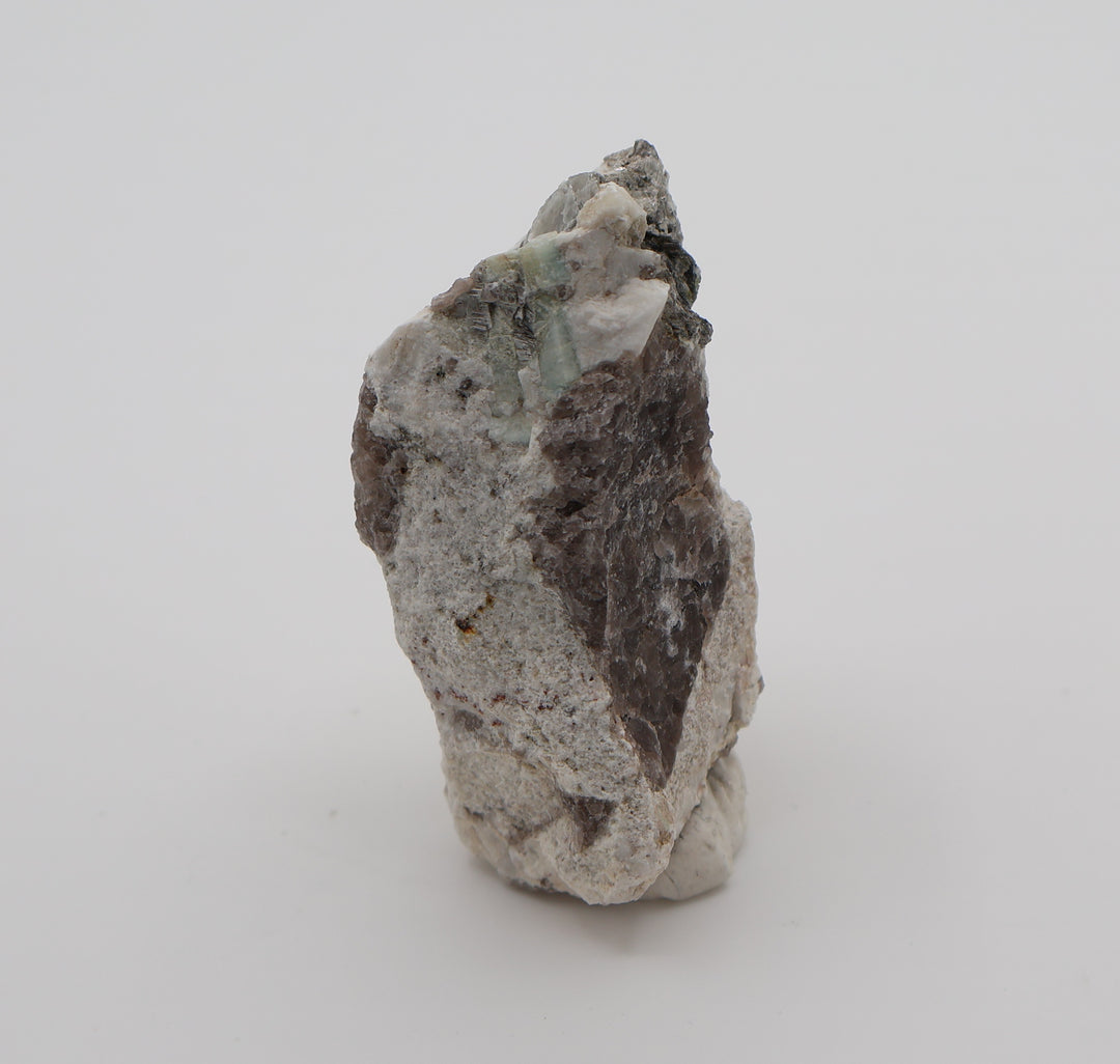 Sceptered Aquamarine with Mica, Spessartine Garnet, on Smoky Quartz and Feldspar