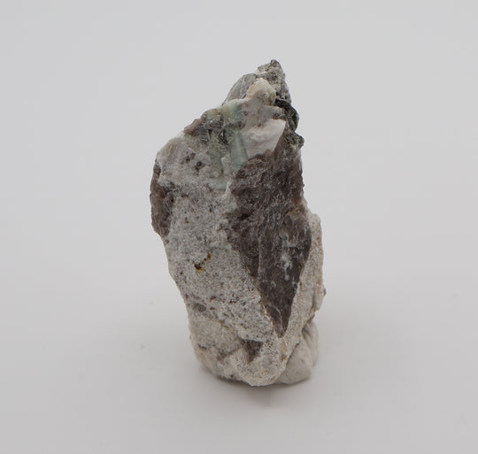 Sceptered Aquamarine with Mica, Spessartine Garnet, on Smoky Quartz and Feldspar