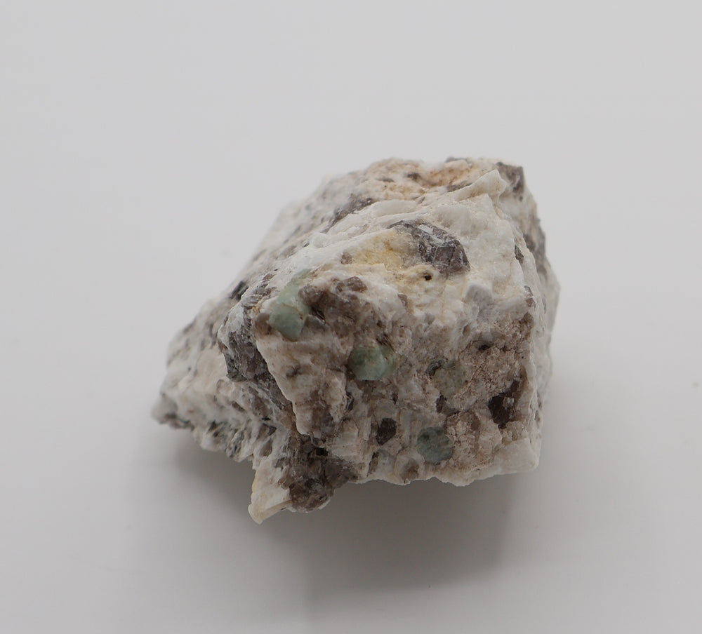 Aquamarine with Mica on Smoky Quartz and Feldspar