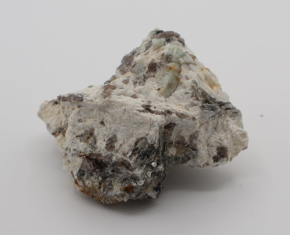 Sceptered Aquamarine with Mica on Smoky Quartz and Feldspar
