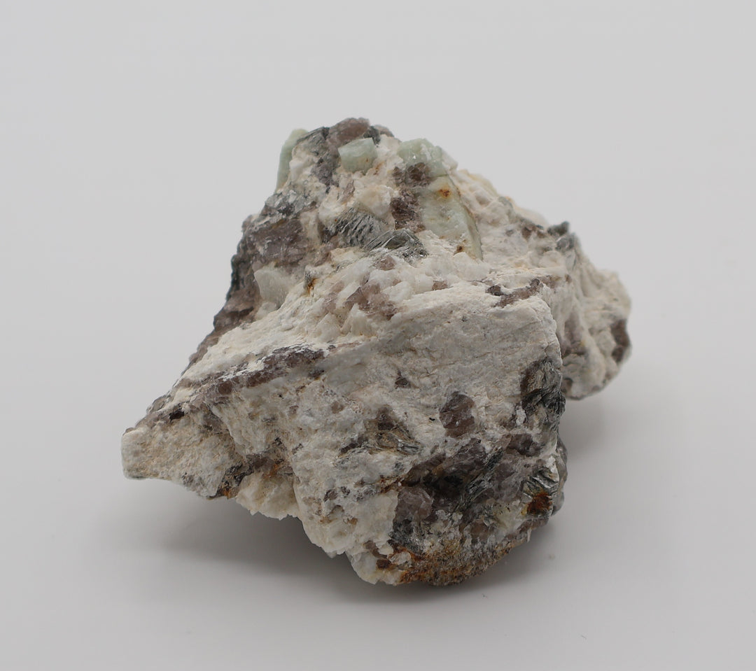 Sceptered Aquamarine with Mica on Smoky Quartz and Feldspar