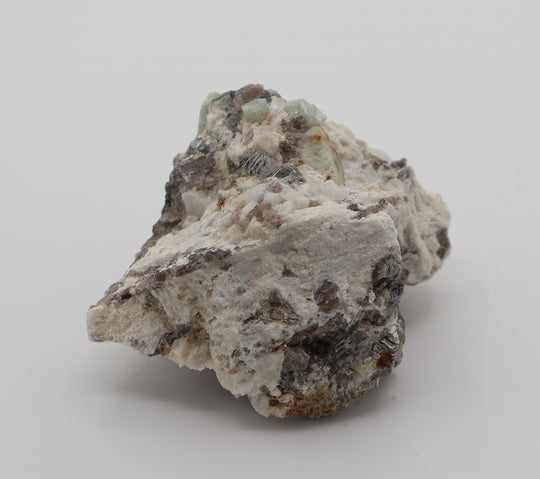Sceptered Aquamarine with Mica on Smoky Quartz and Feldspar