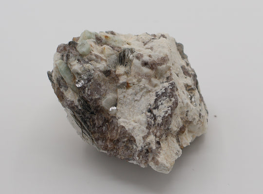 Sceptered Aquamarine with Mica on Smoky Quartz and Feldspar