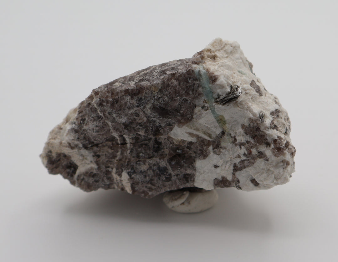 Aquamarine with Mica on Smoky Quartz and Feldspar