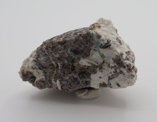 Aquamarine with Mica on Smoky Quartz and Feldspar