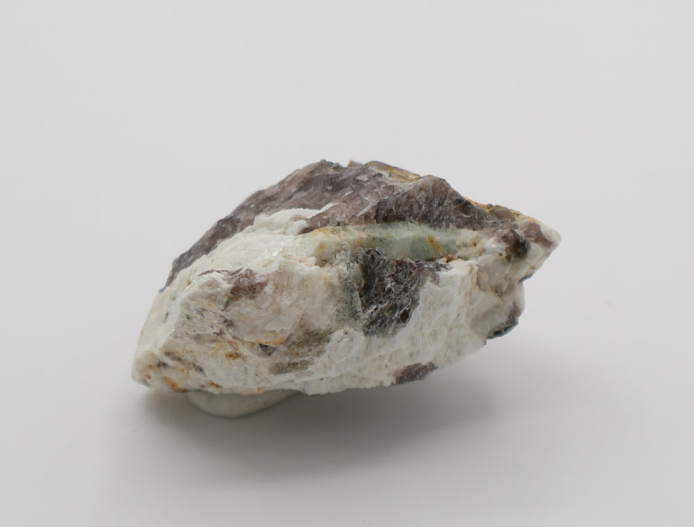 Aquamarine with Mica on Smoky Quartz and Feldspar