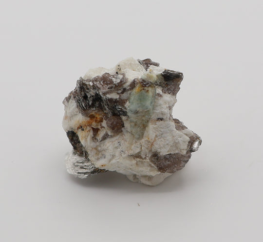 Sceptered Aquamarine on Mica, Smoky Quartz, Feldspar