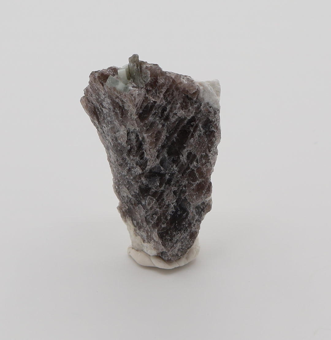 Aquamarine with Mica on Smoky Quartz and Feldspar