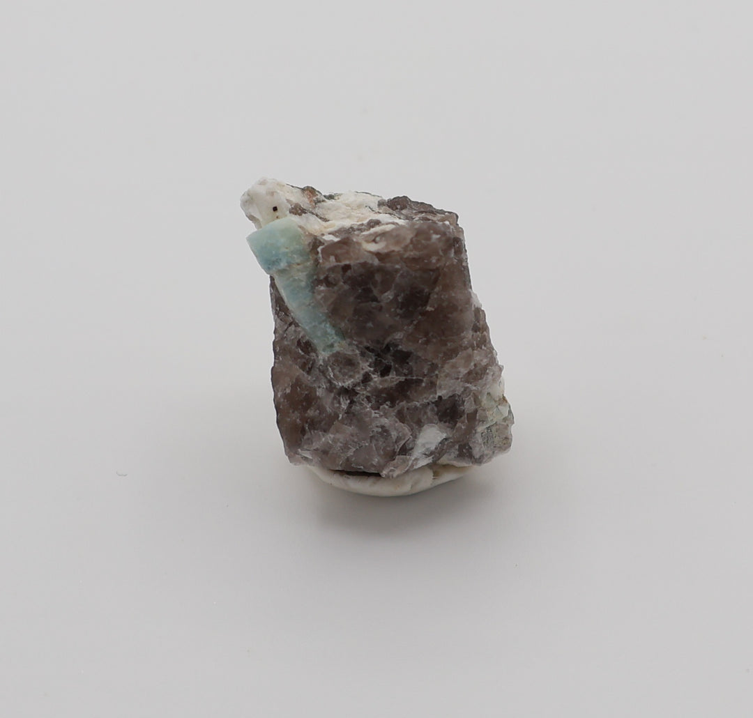Sceptered Aquamarine with Mica on Smoky Quartz and Feldspar