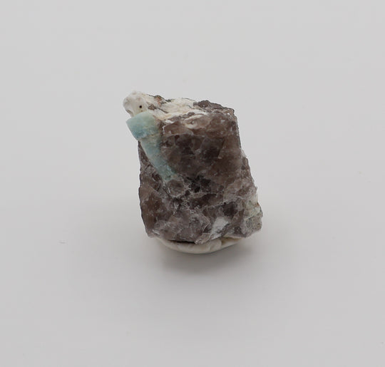 Sceptered Aquamarine with Mica on Smoky Quartz and Feldspar