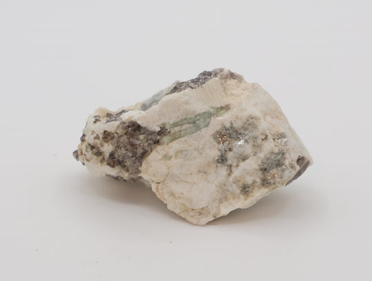 Aquamarine and Bi-Colour Beryl with Mica, Smoky Quartz, on Feldspar