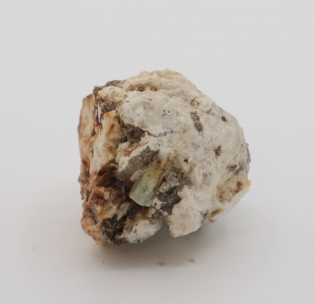 Aquamarine with Mica, Quartz, on Feldspar
