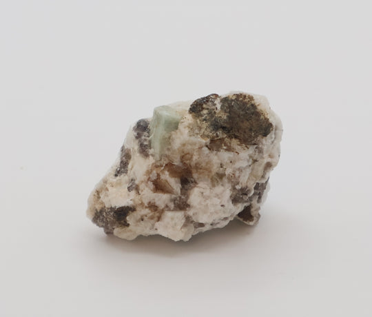 Aquamarine with Mica on Smoky Quartz and Feldspar