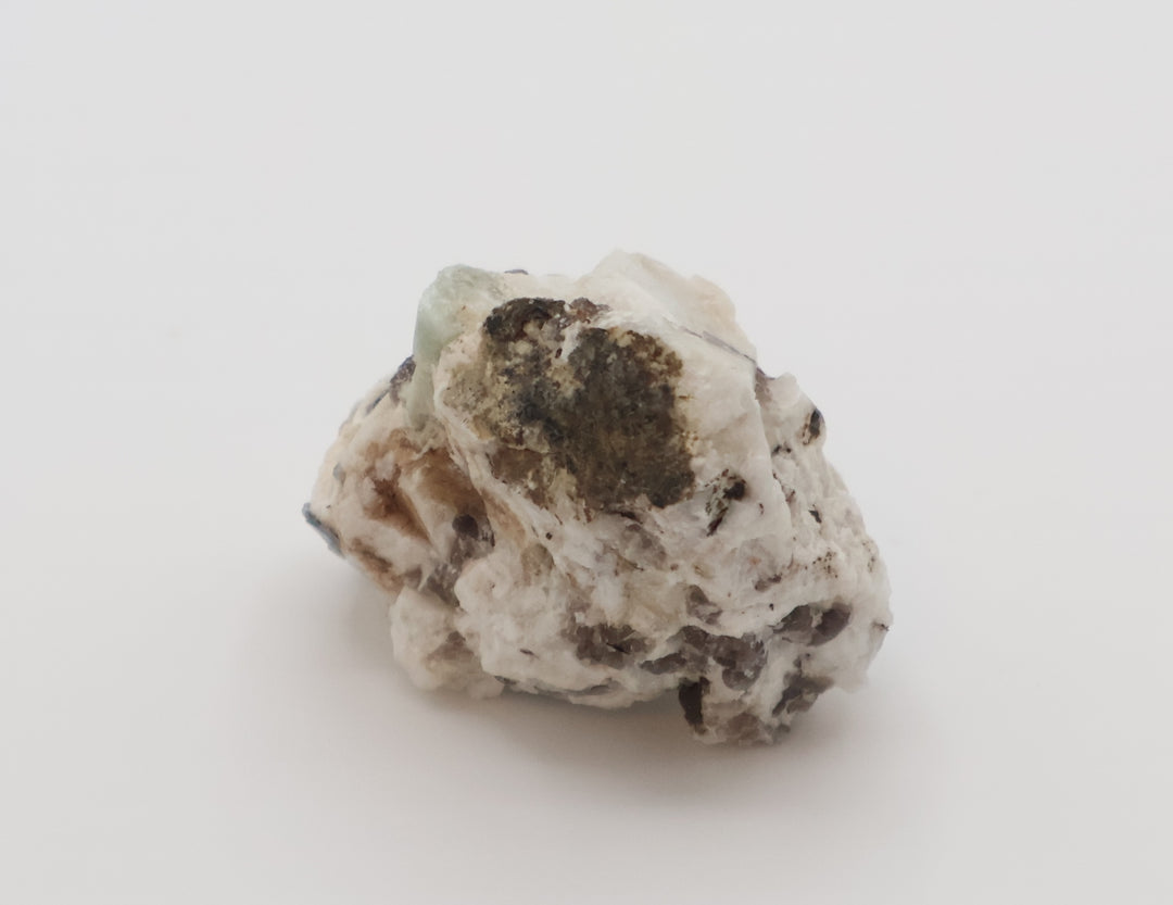 Aquamarine with Mica on Smoky Quartz and Feldspar