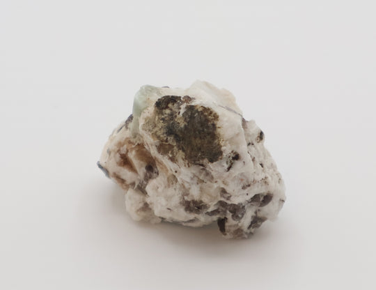 Aquamarine with Mica on Smoky Quartz and Feldspar