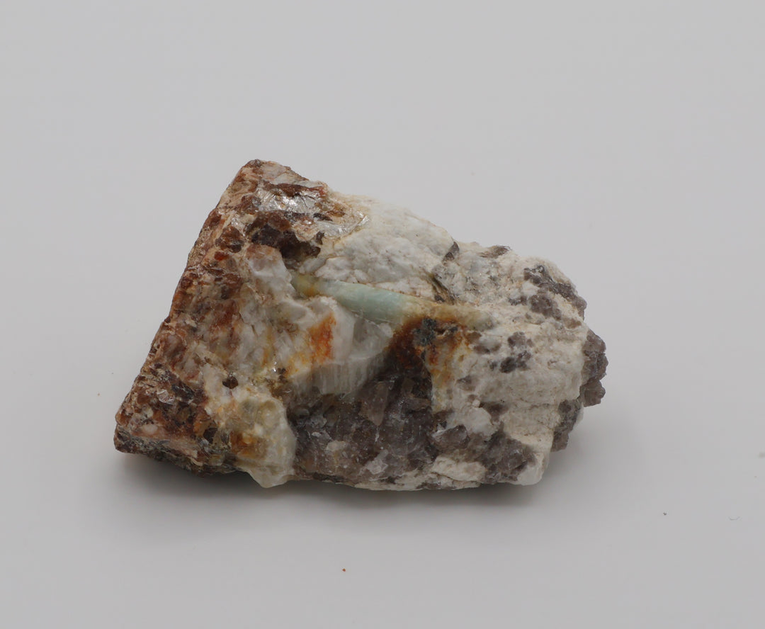Bi-Colour Beryl with Mica on Smoky Quartz and Feldspar