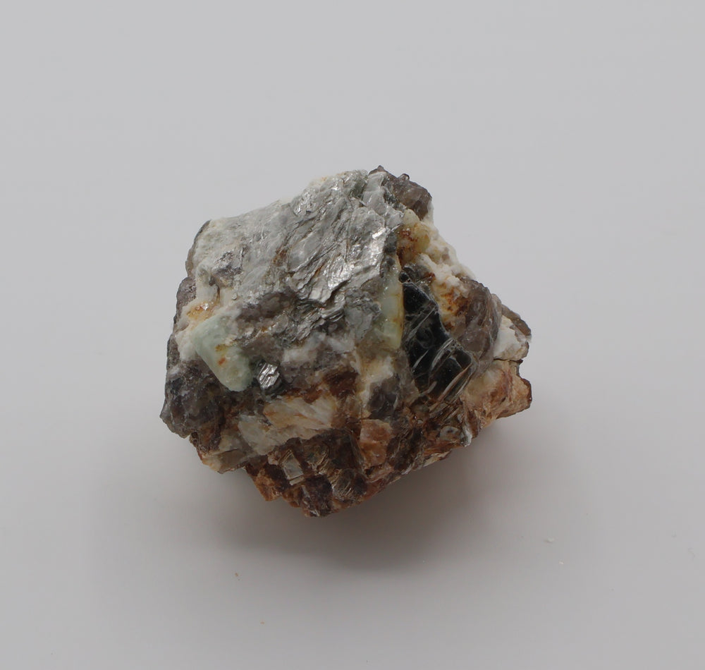 Aquamarine on Mica, Smoky Quartz, Feldspar