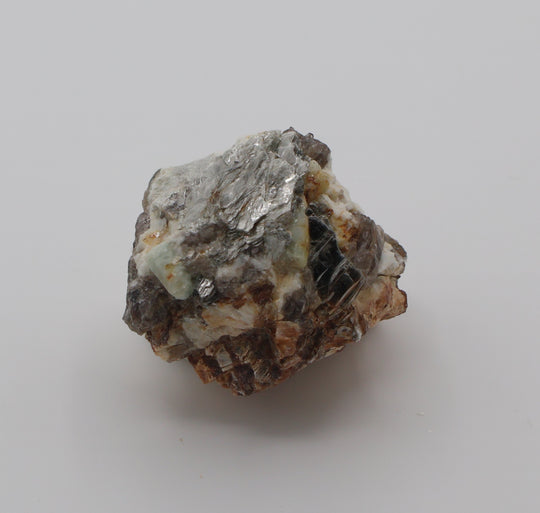 Aquamarine on Mica, Smoky Quartz, Feldspar