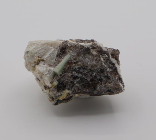Aquamarine with Heliodor, Mica, on Smoky Quartz and Feldspar