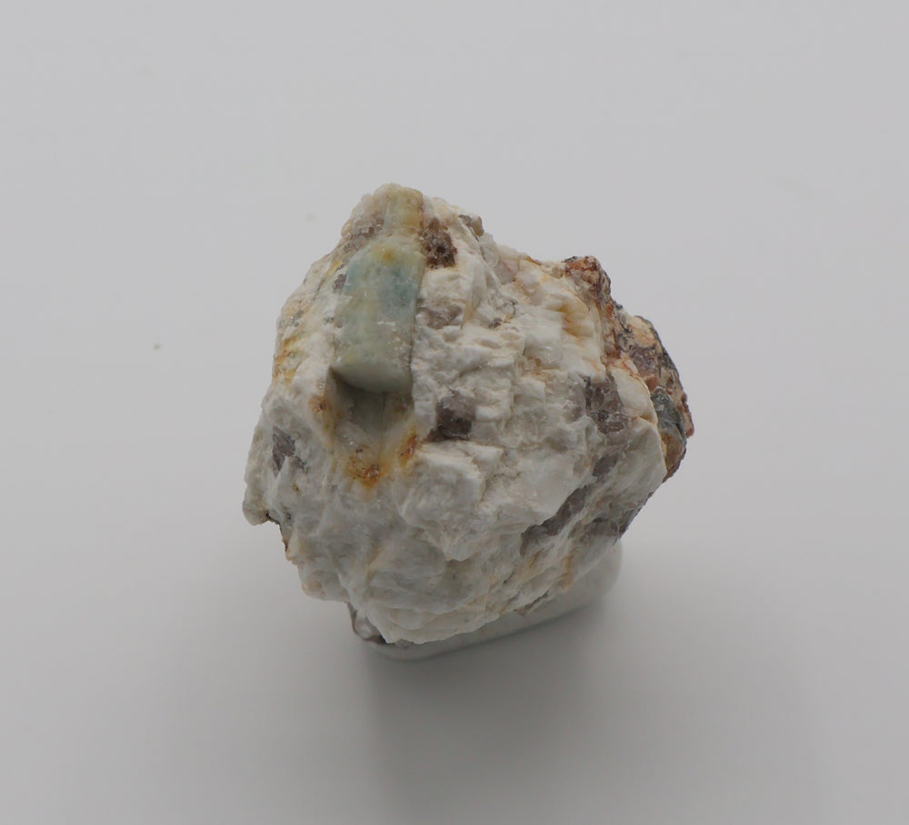 Sceptered Aquamarine with Mica on Smoky Quartz and Feldspar