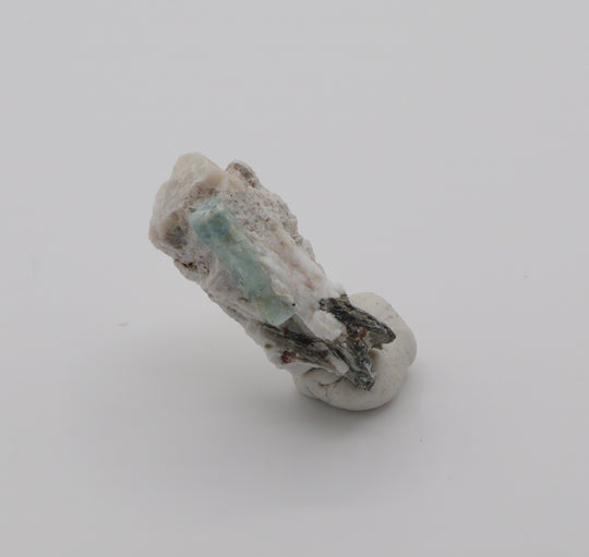 Sceptered Aquamarine with Spessartine Garnet and Mica on Feldspar
