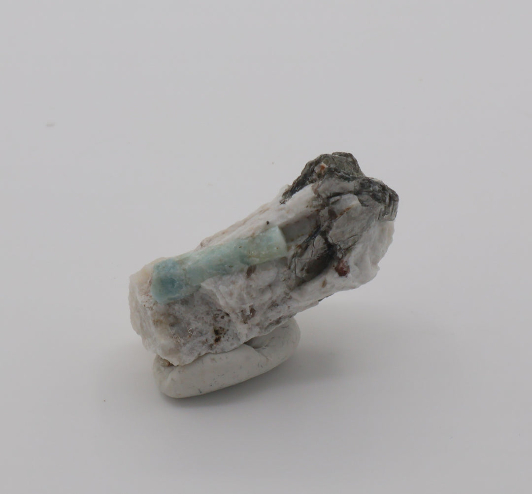 Sceptered Aquamarine with Spessartine Garnet and Mica on Feldspar