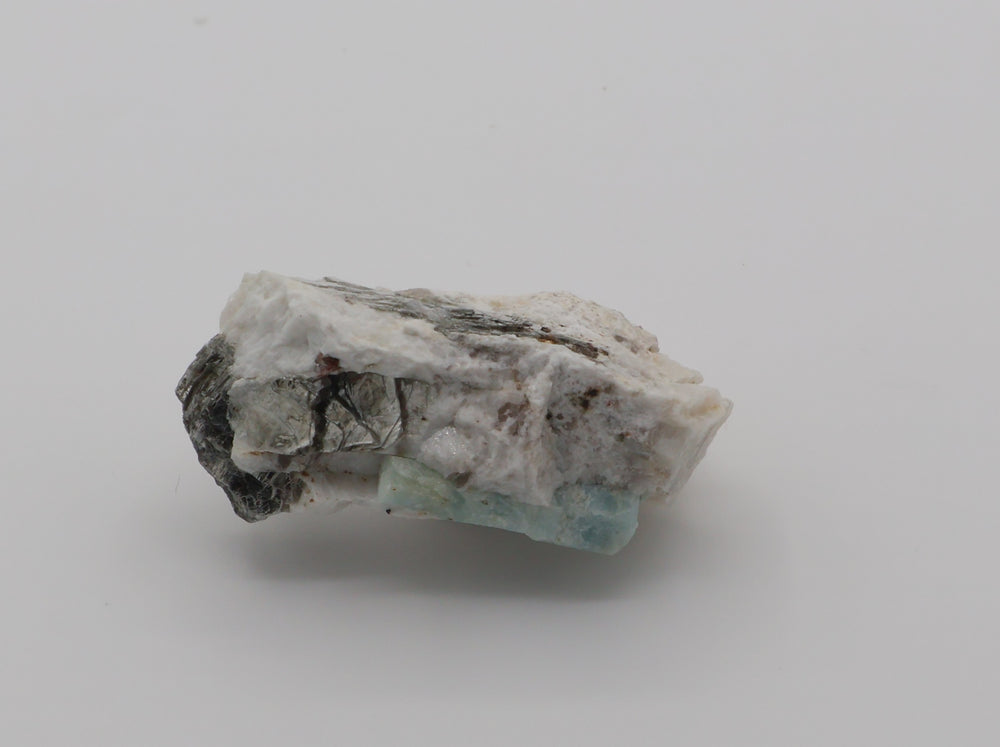 Sceptered Aquamarine with Spessartine Garnet and Mica on Feldspar