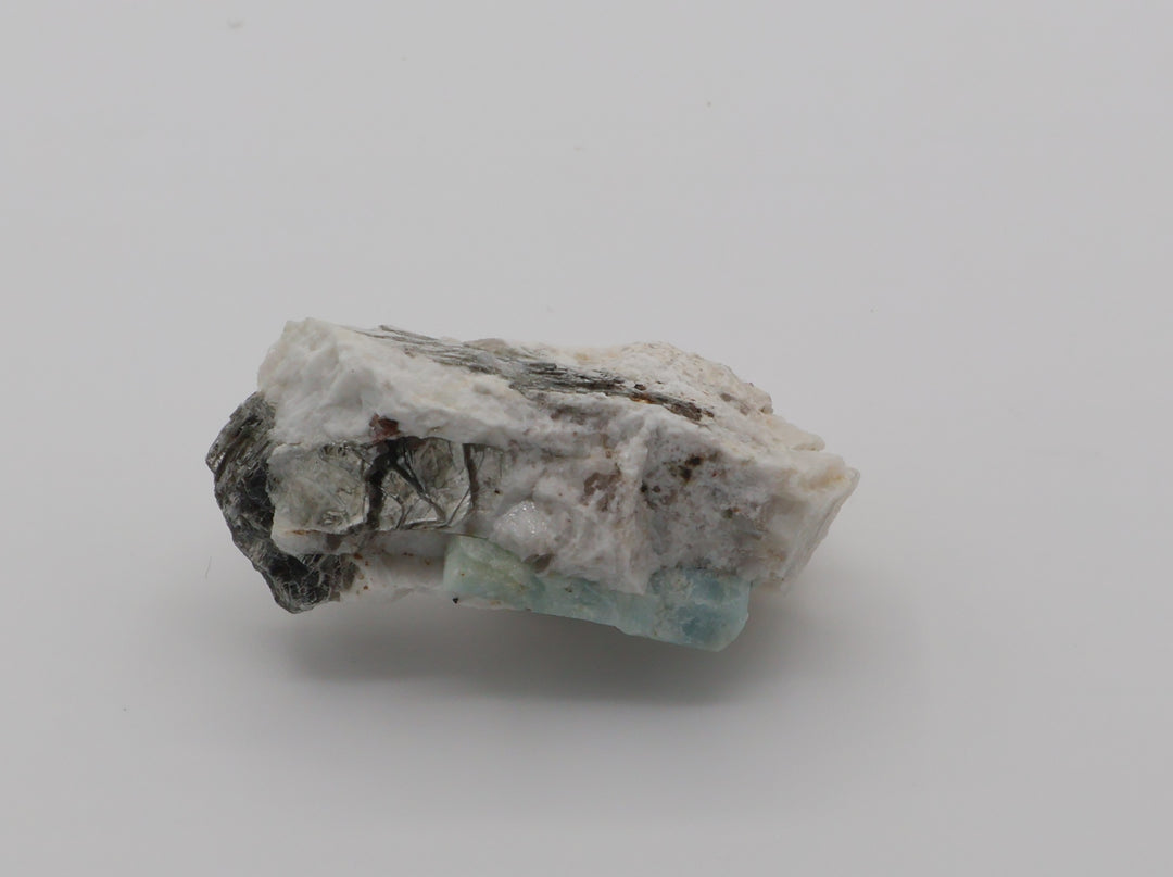 Sceptered Aquamarine with Spessartine Garnet and Mica on Feldspar