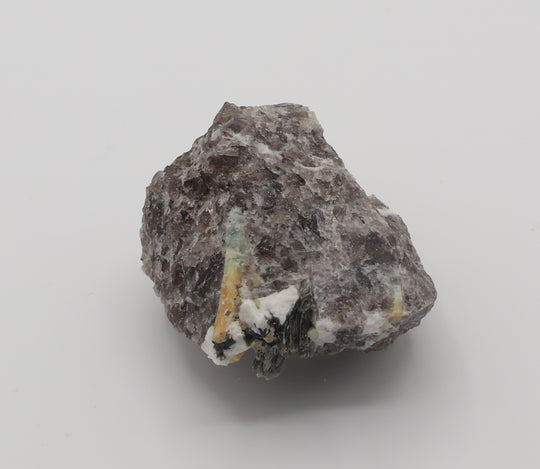Bi-Colour Beryl with Hematite,  Mica, Feldspar, on Smoky Quartz